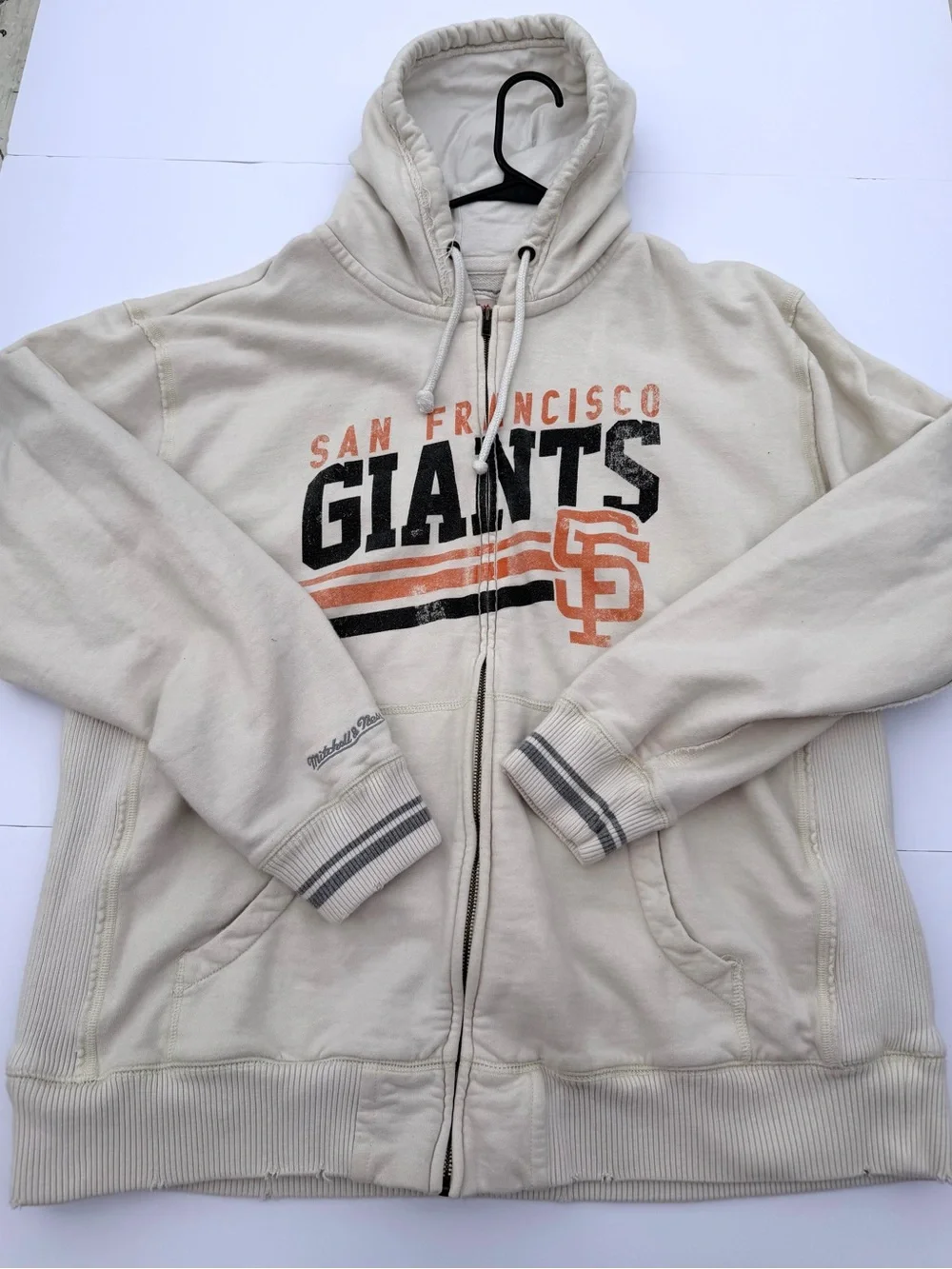 Mitchell & Ness San Francisco Giants Cream Zip Hoodie Jacket